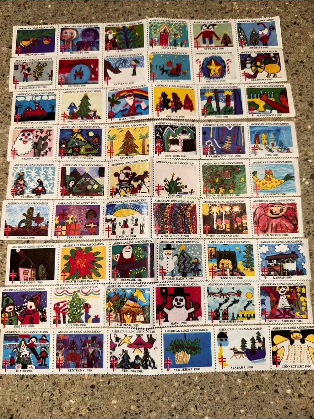 Vintage 1980 Christmas Stamp Collection- FULL SET